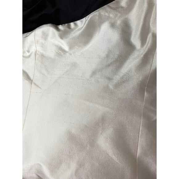 RASARIO One Shoulder Bow Embellished Silk Satin Black and White Maxi Gown Sz 8 - Picture 7 of 10